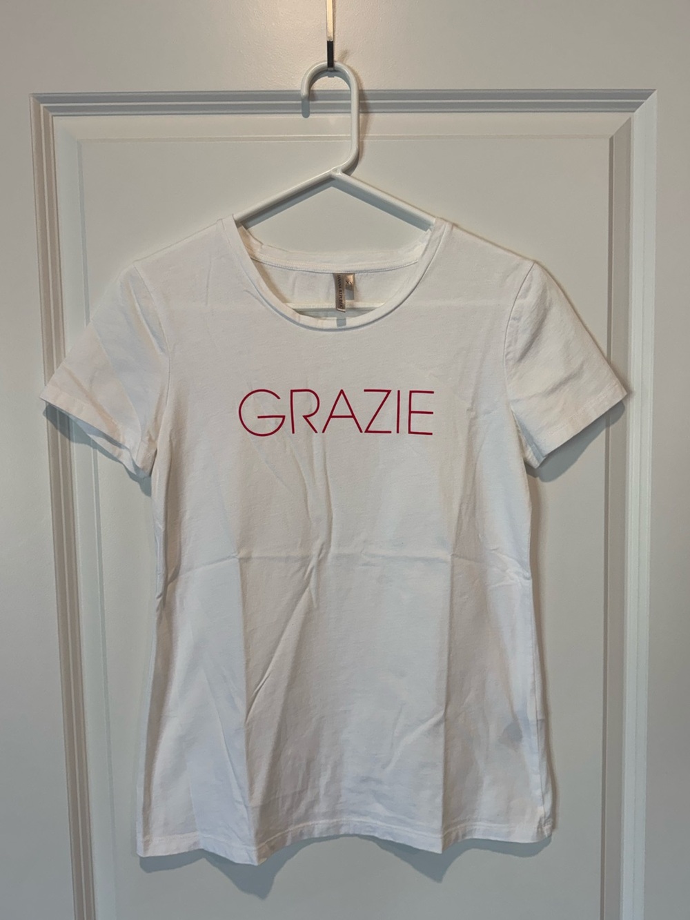 Banana Republic White Short-Sleeve Tee with Red GRAZIE Graphic